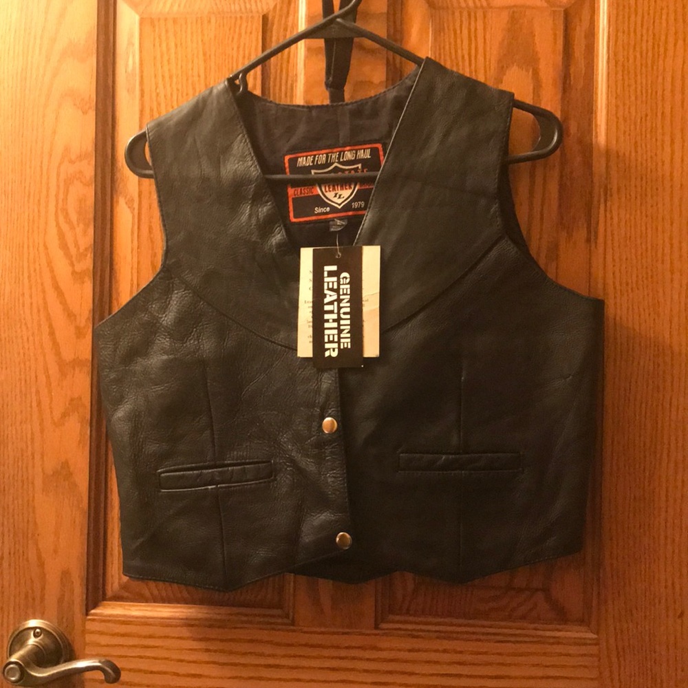 Black Leather Vest Size Large